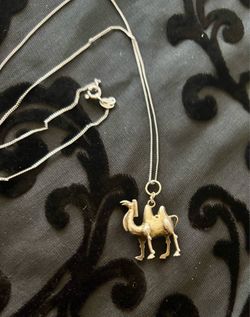 Vintage 925 Sterling Silver Two Hump Camel Pendant With 925  Italy Chain