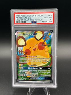 2020 Pokemon SM Unbroken Bonds Trainer's Toolkit Full Art Dedenne GX #195a PSA 10 GEM MINT