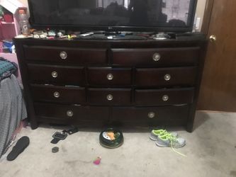 Espresso dresser with mirror