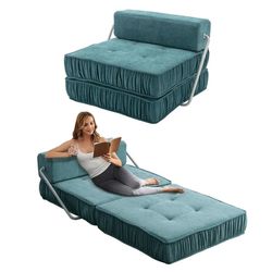 Green Chenille Convertible Modular Single Seat Sofa / Chaise Lounge [NEW IN BOX] **Retails for $300