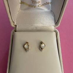 Earrings Fresh Water Pearl & Diamond