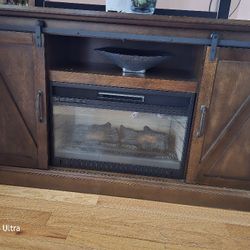 Beaumont Lane Electric Fireplace Wood TV Stand 