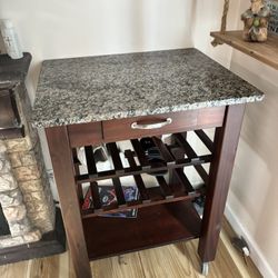 Granite Island Cart With Wine Rack 