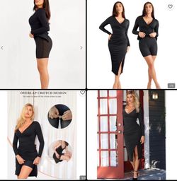 Shapewear Ruched Long Sleeve  se  size Faux W rap Slimming Midi Dress plus size