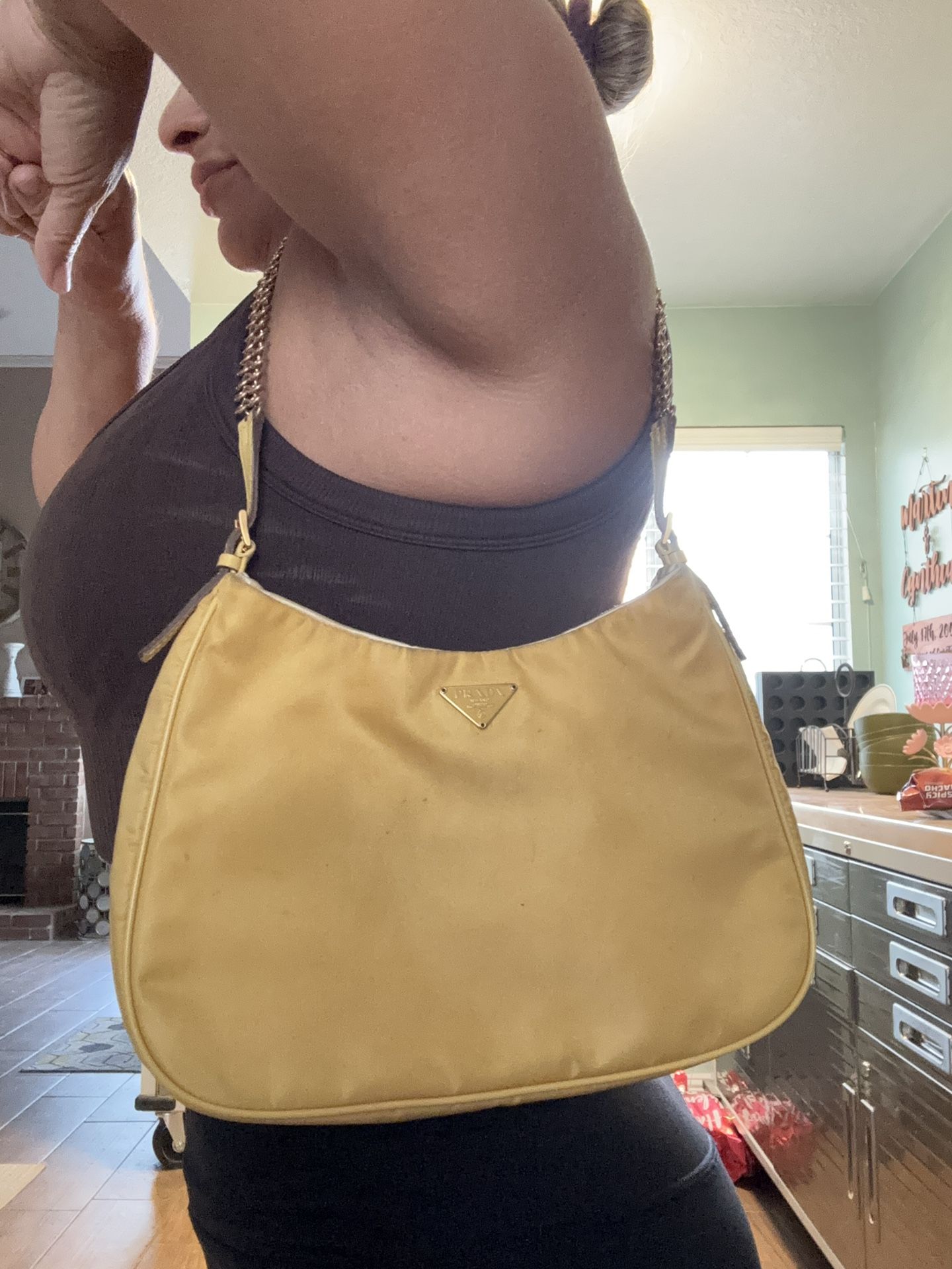 PRADA Yellow Shoulder Bag With Accessories