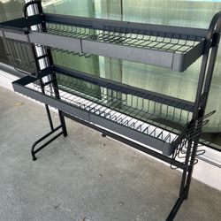Over Sink Dish Drying Rack, Assembled 3 Tier Full Stainless Steel Storage Adjustable (25.98'' to 36.61'') Expandable