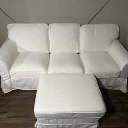 7ft Like New White Heavy Duty Couch