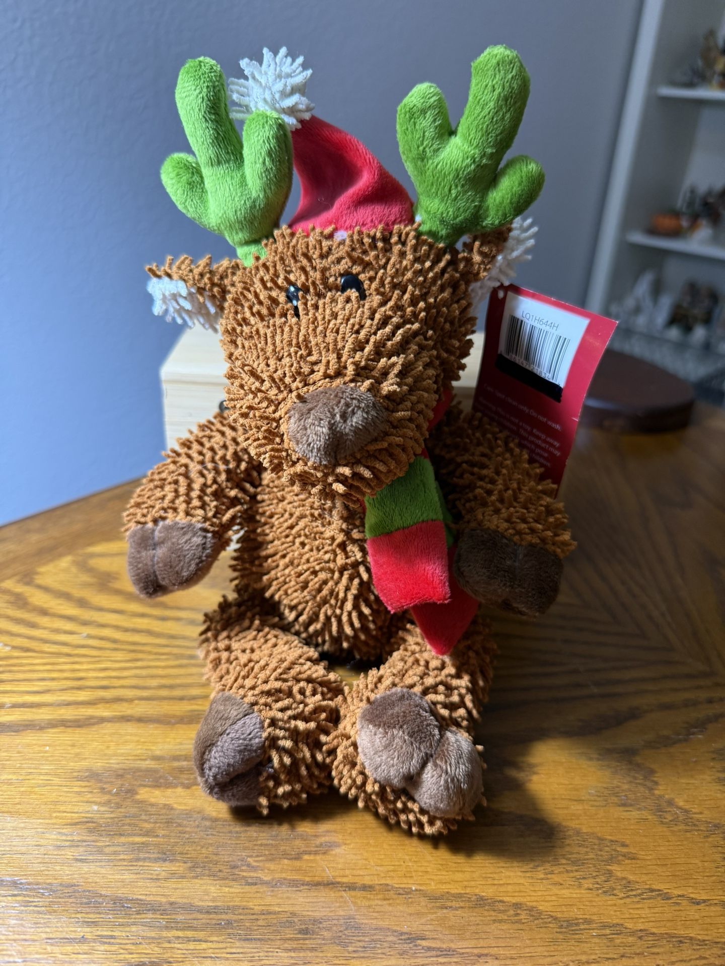 Christmas Holiday Santa Hat Reindeer Deer Stuffed Animal Plush Toy 9.5”