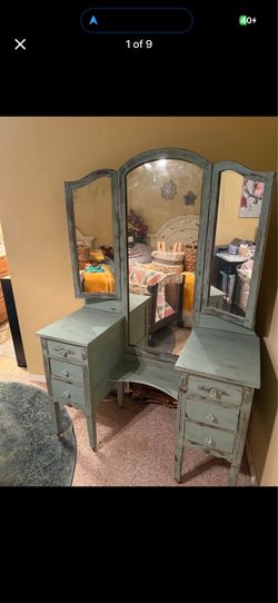 Vintage Distressed Furniture Set | Vanity + Cabinet