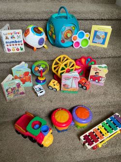 Bundle of educational baby toys and books