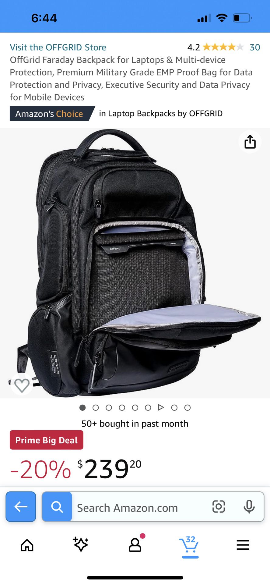 OffGrid EMF Proof Laptop Backpack-NEW