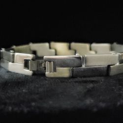 8" x 12mm Heavy Stainless Steel Fancy Link Snap Lock Biker Bracelet. Mint!