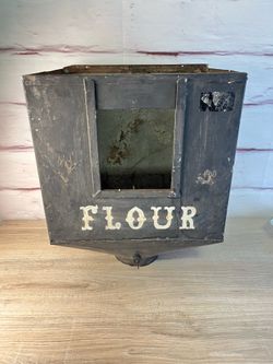 Primitive Metal Flour Bin Dispenser
