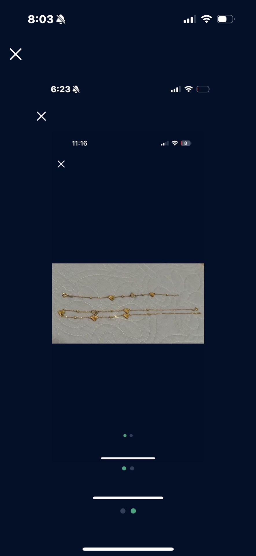 14k karat plated Gold Three tone Matching Bracelet and Necklace 