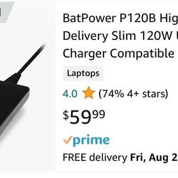 USB-C High power Delivery Laptop charger $30