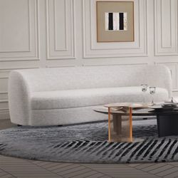 Sofa Off White Boucle Fabric, New Especial Price 