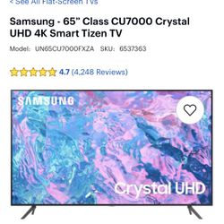 Samsung 65 Inch Crystal UHD 4k Smart TV