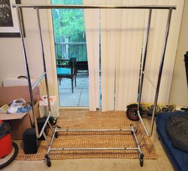 COMMERCIAL GRADE COLLAPSIBLE CLOTHES RACK DUAL RAILS
