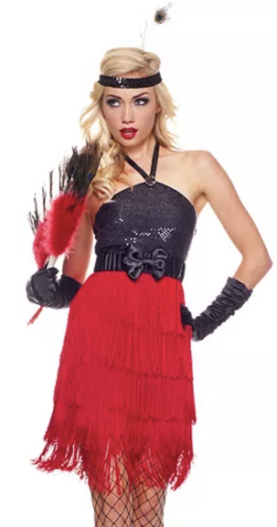 1920's Flapper New Years Costume, Music Legs Adult 4 Piece, Size ML