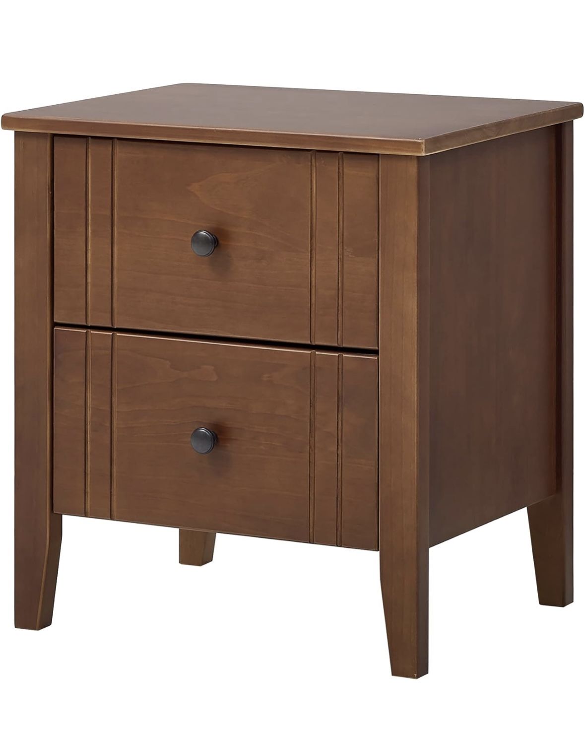 Solid Wood Nightstand with Two Drawers for Bedroom