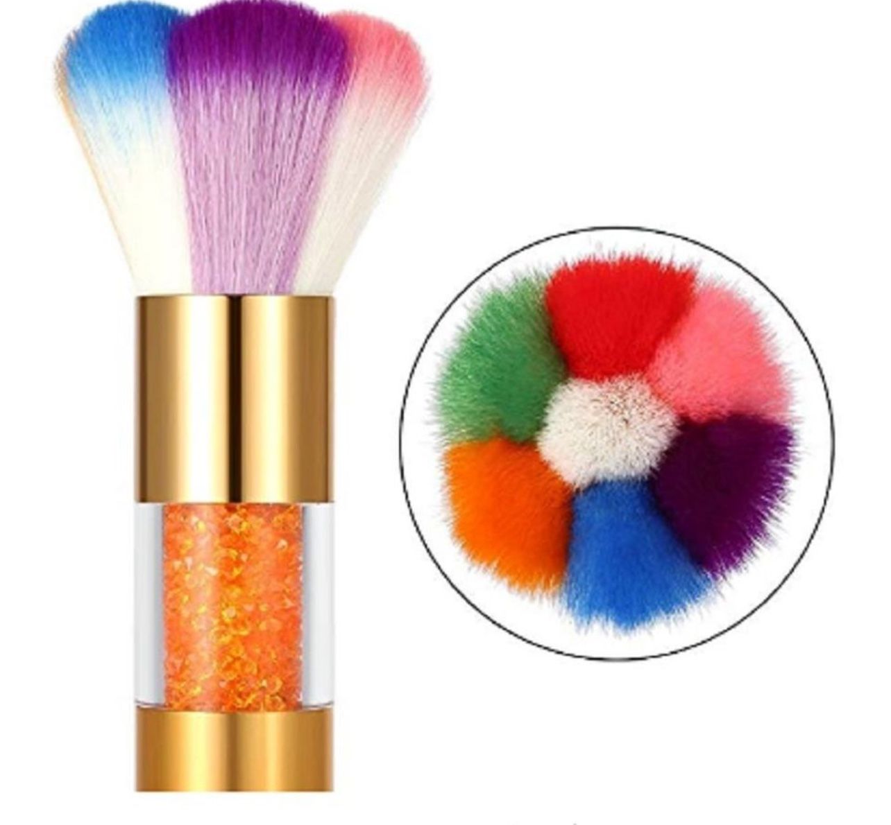 Nail Art Glitter Brush Makeup Dust Clean UV Gel Powder Remover Manicure Acrylic Gold