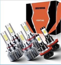 Compatible For Nissan Rogue 2008-2014 Combo 9005 High Beam+H11 Low Beam+H8 Fog Light Bulbs, 40000LM Brightness 500% Brighter 6500K White, 12000PRPM Co