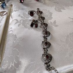 RED COLLECTION  JEWELRY "" SET  EARRINGS, BRACELET, AND RING""