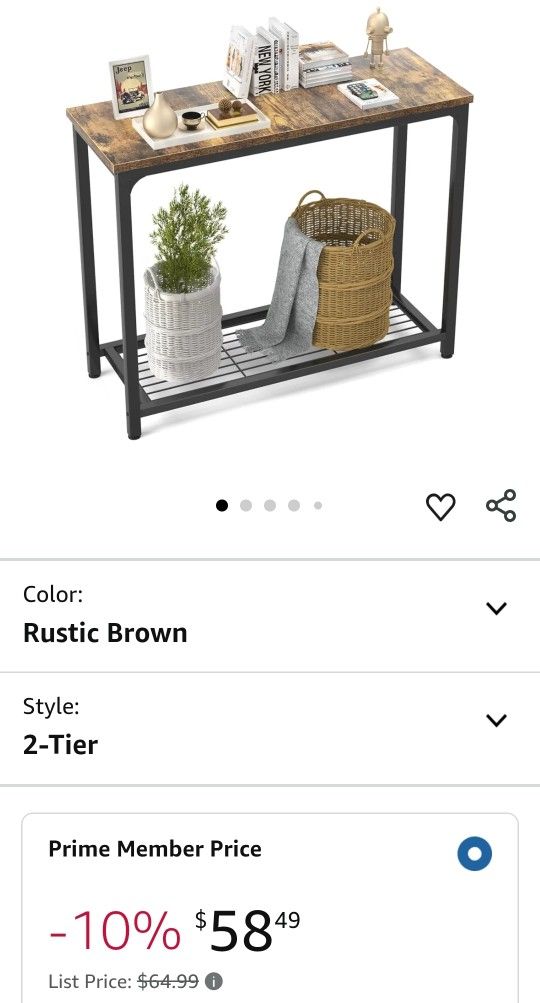 Ecoprsio Small Console Table Sofa Table with Mesh Shelves, 2 Tier Entryway Table Foyer Table for Entryway