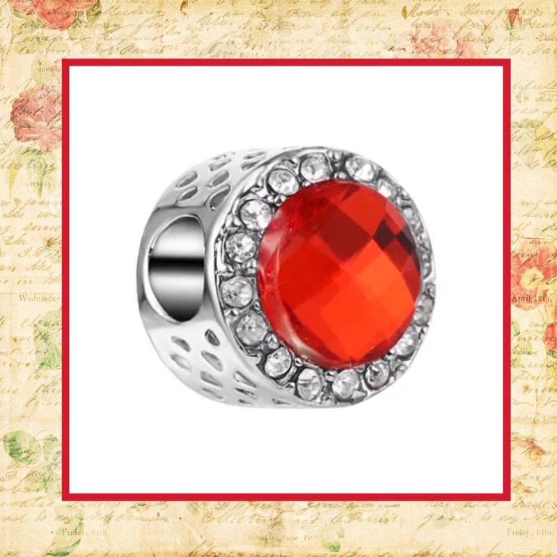 New Red Czech Rhinestone bling bead silver for DIY bracelet or necklace like Pandora