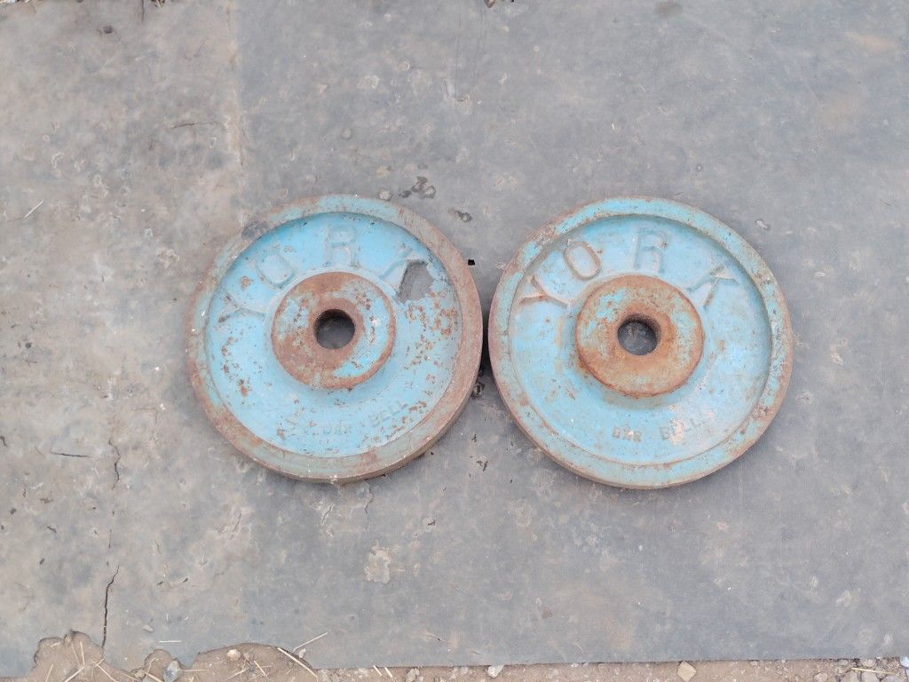Vintage York Barbell Olympic Unmarked 35lb Pair