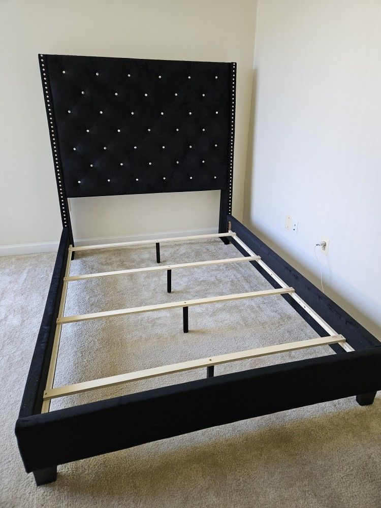 New Box Black Queen Size High Headboard Bed Frame Special