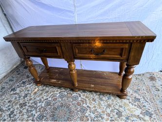 Rustic Wooden Console Table with 2 Drawers & Storage Shelf