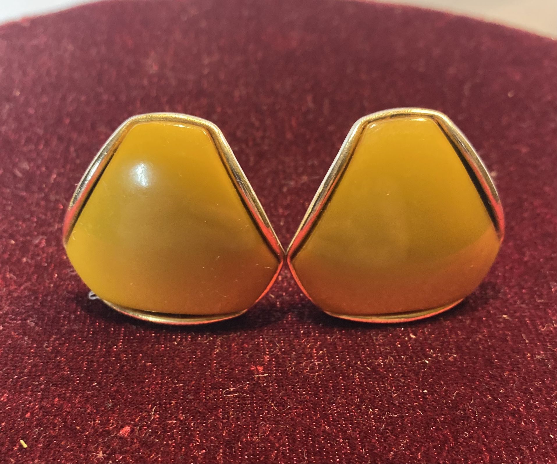Vintage Amber Geometric Clip-On Earrings