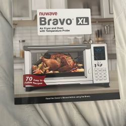 Nuwave Bravo XL Air Fryer Smart Oven Pro with Temperature Probe and 3 Piece Brick Oven Style Pizza Kit 