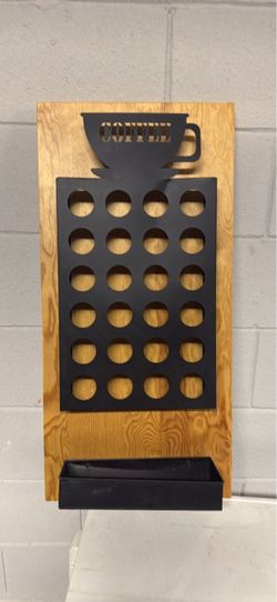 Wall-Mounted Wood and Metal Coffee Pod Holder