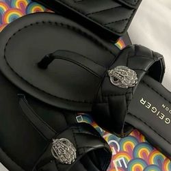 Kurt Geiger London Eagle Mini Bag & Slides Set Black Quilted Brand New