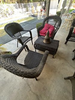 Dark Brown Wicker Patio Furniture Set