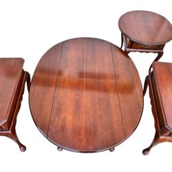 HARDEN FURNITURE SET of  Coffee and End Tables Solid Cherry Queen Anne Style