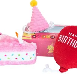 
ZippyPaws - Birthday Box Gift for Dogs and Puppies - Dog Birthday Toys, Dog Birthday Cakes, Dog Squeaky Toys - 3 Pack, Pink