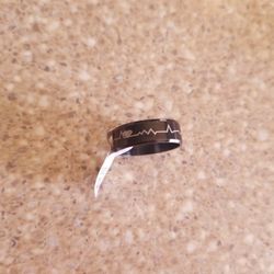 Stainless Heart Beat Ring Size 10