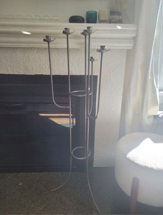 Vintage Silver Metal Freestanding 6 Prong Candalabra