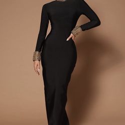 Cleo embellished Black Maxi Dress 