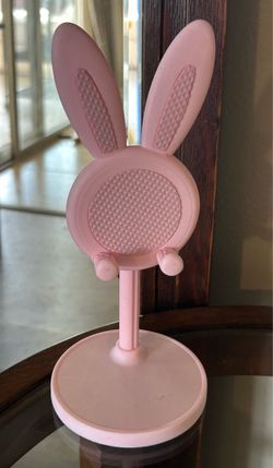 Phone holder-stand 9’ tall - pink bunny
