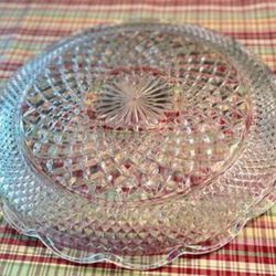 Vintage Lead Crystal Platter, 14” Crystal Platter