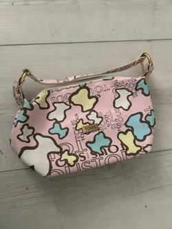 Vintage Y2K TOUS Kaos Teddy Bear Bag Pink Pastel Monogram Purse
