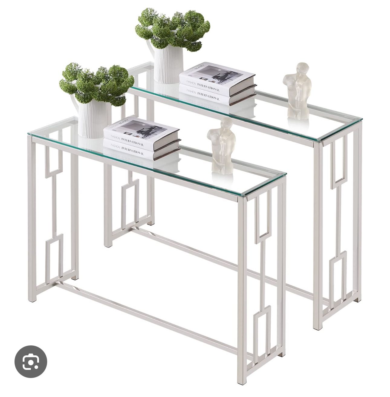 New One Console Glass Table Gold Color