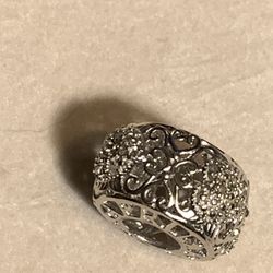 Silver April Charm. With Small Diamond Accents. Can Be Used On A Pandora Bracelet Or Put A Chain On It And Use As Necklace. Like New Condition. 