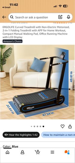 Ergolife non-electric folding treadmill