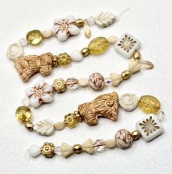 50 pcs ~ Gold/White Mix of Czech Glass Beads For Jewelry Making
