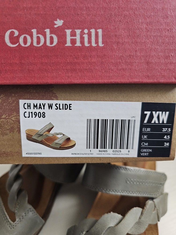 Cobb Hill Women's May W Slide Sandal size 7XW green vert Anatomical Molded Eva